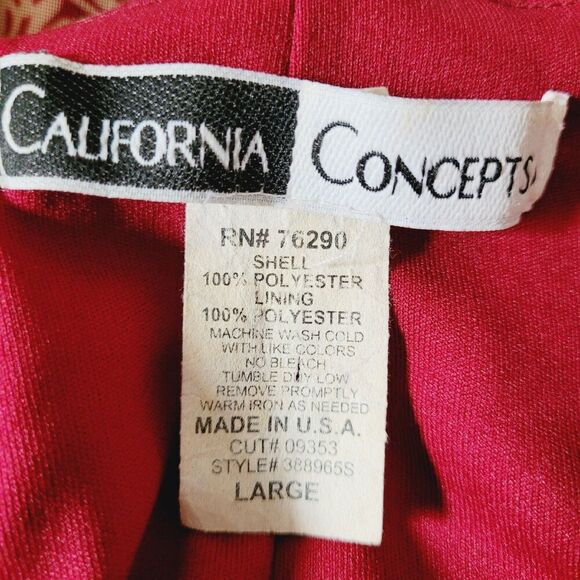 California Concepts Red/Beige Floral Dress Evening Cocktail Office Women's Large - Picture 6 of 6